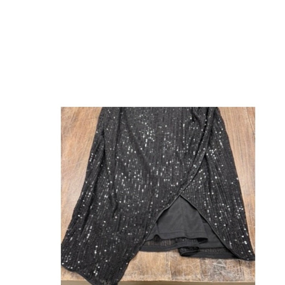 "JASAMBAC" Black Sequins Dress,Asymmetrical Hem, Sleeveless, Scoop Neck,Goth, - Picture 8 of 15